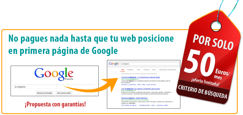 No pagues nada hasta que tu web posicione en primera página de Google